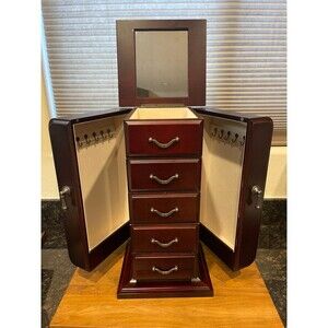 Dillards mahogany wood jewelry box